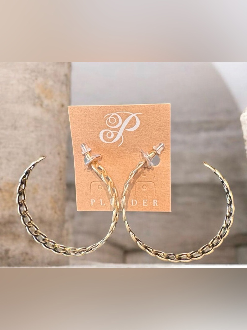 Plunder 2” Gold Twisted Chain Hoop Earrings